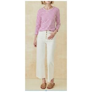 J.McLaughlin Striped Tee Top Cotton Modal XL Pink White Coastal Prep